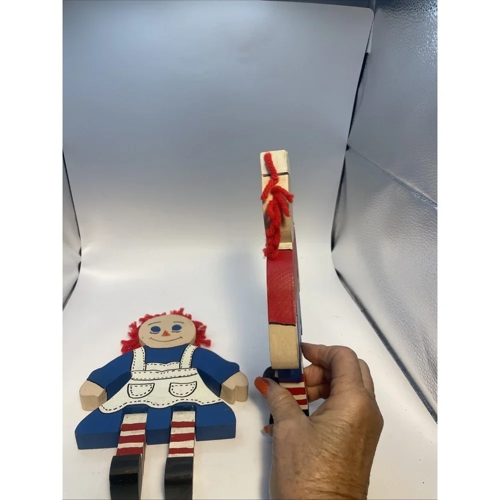 Hand-Made, Wooden Raggedy Ann and Andy, Hand-painted / 9 inches‎ tall